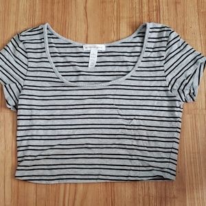 Gray w/black stripes crop top Large